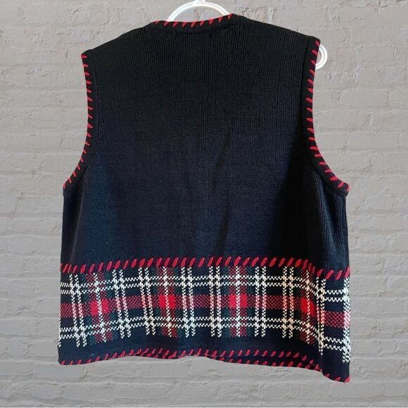 Vintage knit button up sweater vest plaid - Picture 3 of 7